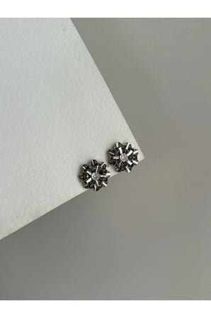 Çelik Silver Çiçek Form Vestavia Küpe -kararma yapmaz-