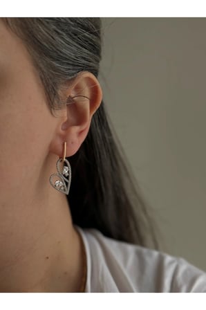 Çelik Taşlı Elmas Model Kalp Greely Küpe -kararma yapmaz-