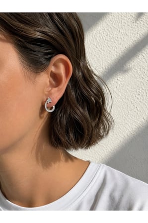 Çelik Silver Taşlı Starsway Küpe -kararma yapmaz-