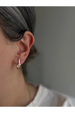 Çelik Rose Gold Tek Taş Oval Form Clinton Küpe -kararma yapmaz-