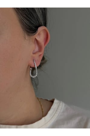 Çelik Silver Full Sıra Taş Damla Model Carlisle Küpe -kararma yapmaz-