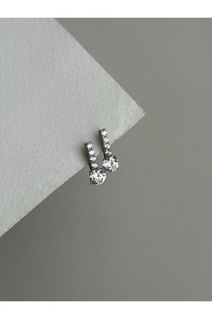 Çelik Silver Kristal Taşlı Alameda Küpe -kararma yapmaz-