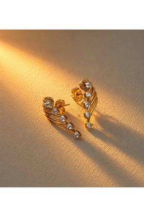 Çelik Rose Gold Çoklu Görünümlü Zarif Firework Küpe -kararma yapmaz-