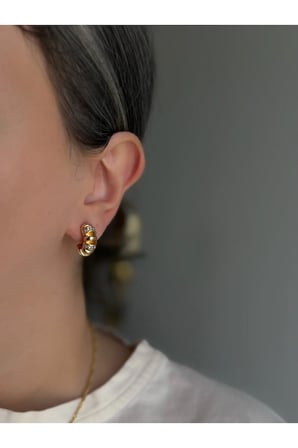 Çelik Rose Gold Taşlı Tasarım Miling Küpe -kararma yapmaz-