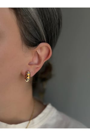 Çelik Rose Gold Taşlı Tasarım Miling Küpe -kararma yapmaz-