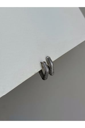 Çelik Silver Baklava Model Full Taşlı İsmora Küpe -kararma yapmaz-