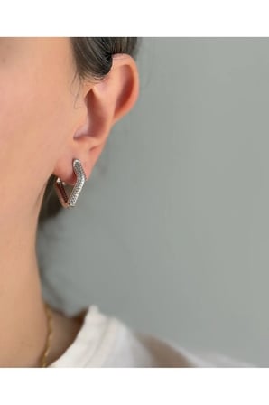 Çelik Silver Baklava Model Full Taşlı İsmora Küpe -kararma yapmaz-