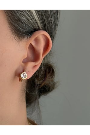 Çelik Rose Gold Tek Taş Zarif Orithia Küpe -kararma yapmaz-