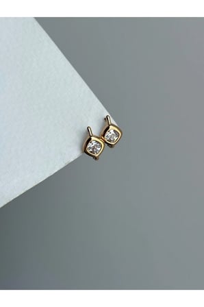 Çelik Rose Gold Tek Taş Zarif Orithia Küpe -kararma yapmaz-