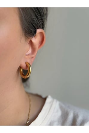 Çelik Gold Basic Orta Boy Bold Halka Küpe -kararma yapmaz-