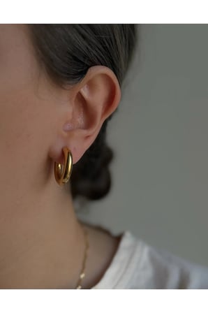 Çelik Gold Basic Orta Boy Bold Halka Küpe -kararma yapmaz-
