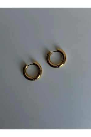 Çelik Gold Basic Orta Boy Bold Halka Küpe -kararma yapmaz-