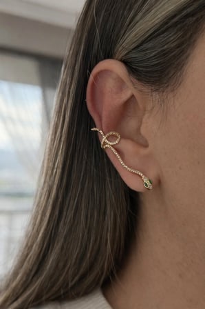 Gold Full Taşlı Yılan Earcuff Küpe -kararma yamaz-