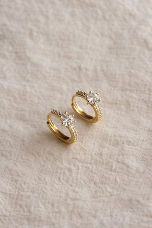 Çelik Gold Minimal Taşlı Vendome Halka Küpe -kararma yapmaz-