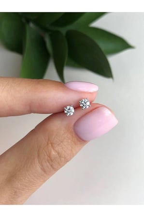 Çelik Pırlanta Montür Tek Taş Top Küpe 4mm -kararma yapmaz-