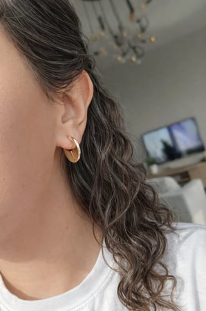 Çelik Gold Asimetrik Halka Lume Küpe -kararma yapmaz-
