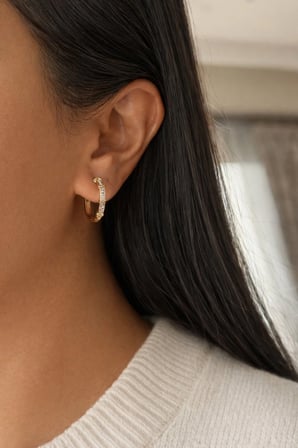 Çelik Gold Tiny X Model Taşlı Spark Halka Küpe -kararma yapmaz-