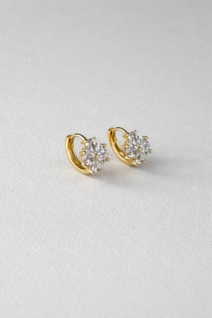 Çelik Gold Taşlı Çiçek Form Shyne Küpe -kararma yapmaz-