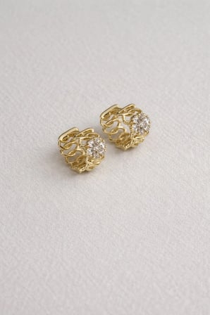 Çelik Gold Zincir Model Çiçek Taşlı Liora Halka Küpe -kararma yapmaz-