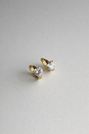Çelik Gold Kalp Taşlı Minimal Sirena Halka Küpe -kararma yapmaz-