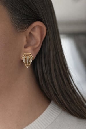 Çelik Gold Taşlı Sereny Küpe -kararma yapmaz-