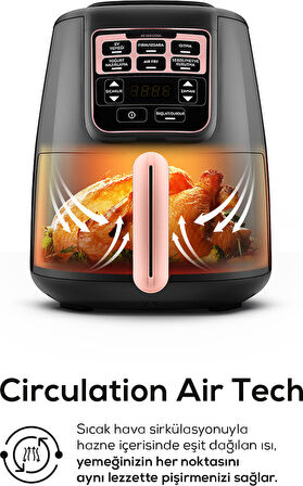 Karaca Air Pro Cook Xl 2 In 1 Konuşan Airfryer Rosegold 4 Kişilik