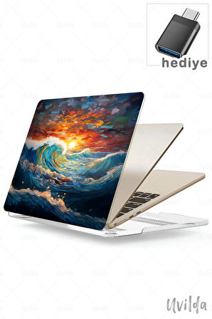 MacBook Pro 13 A2338 A2289 A2251 A2159 A1989 A1708 A1706 uyumlu Derin 4 UV Msoft PVC Gün Dalgalar