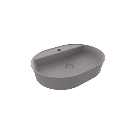 Bocchi Sottile Slim 60 cm Oval Mat Gri Tezgah Üstü Lavabo 1600-006-0126