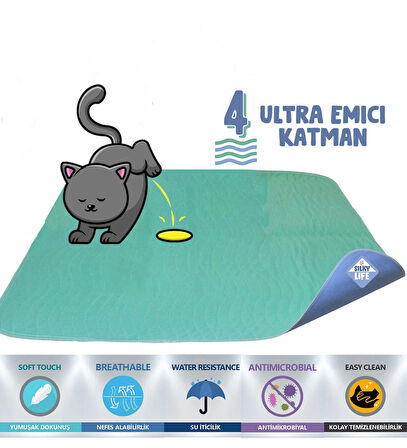 SilkyLife - Kedi Tuvalet Eğitim Matı - Yıkanabilir / 70*90