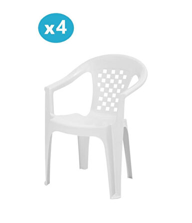 Omnipazar MT-GF147 Argento Plastik Bahçe Balkon Koltuk Sandalye 4'lü Set 