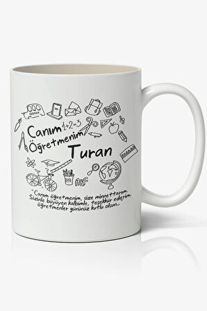 Kişiye Özel Öğretmenler Günü 24 Kasım Temalı Beyaz Kupa Bardak Öğretmene Hediye