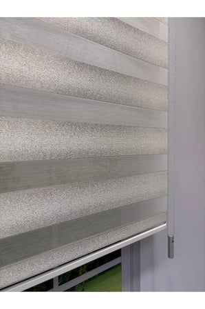 Alden Serisi Keten Dokulu Gri Zebra Perde – Premium Işık Geçirgen Zebra Perde