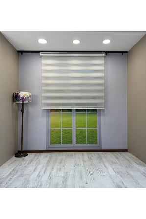 Alden Serisi Keten Dokulu Gri Zebra Perde – Premium Işık Geçirgen Zebra Perde