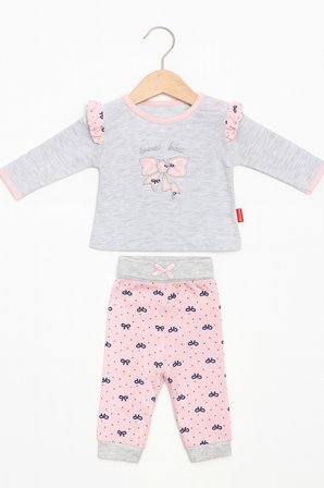 Fiyonk Detaylı Kız Bebek 2'li Takım | 9 - 12 Ay