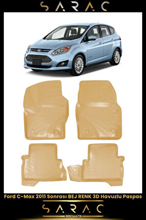 Ford C-max 2024 Model Bej Araca Özel 3d Havuzlu Paspas