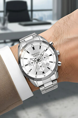 Ferrucci Function Erkek Kol Saati Gümüş Renk Çelik Kordon&Kasa 3 ATM Suya Dayanıklılık zmfer041