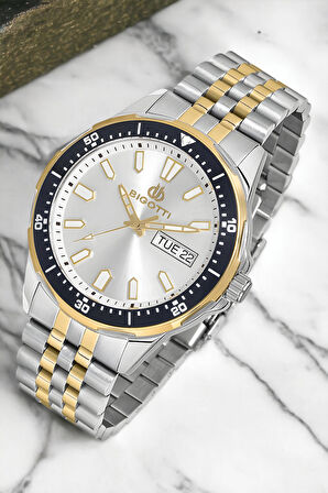 Bigotti Fonksiyon Erkek Kol Saati Gümüş-Gold Renk BG.1.10320.3 Çelik Kasa&Kordon+Bileklik Hediye ZMB012