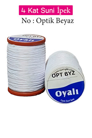 Oyalı 4 Kat Suni İpek İplik İğne Oyası Boncuk İpi Tığ Oyası No:Optik Beyaz