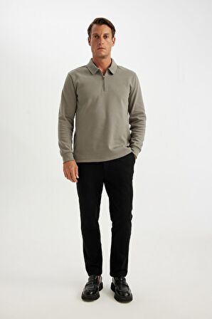 Siyah Tailored Regular Fit Düz Paça Cepli Pantolon