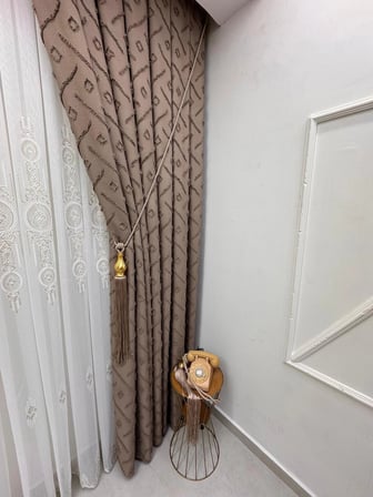 NİVEMESHOME  SEDEF 3-0006 KAHVE 1/3 PİLELİ FON PERDE