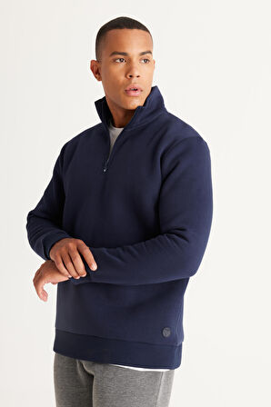Standart Fit Normal Kesim İçi Polarlı Bato Yaka Pamuklu Sweatshirt
