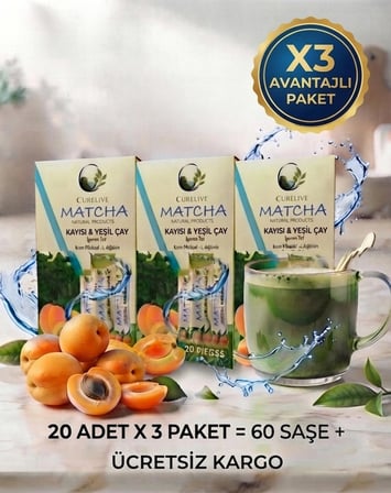 Matcha Kayısı ve Yeşil Çay İçeren Detox Burner Form Toz Maça Çayı 20 Şase Krom Pikolinat Sandaloz Sakızı L-Arjinin Katkılı X3 Kutu Avantajlı Paket