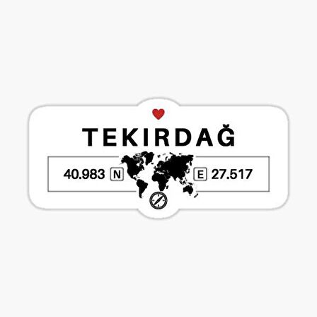 Tekirdağ Gps Harita Sticker Oto Araba Yapıştırma 17CM yazı 491