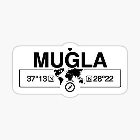 Muğla Gps Harita Sticker Oto Araba Yapıştırma 17CM yazı 300