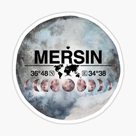 Mersin ve Ay Gps Harita Sticker Oto Araba Yapıştırma 15CM yazı 284