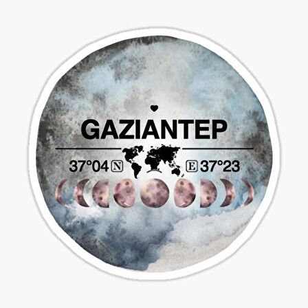 Gaziantep ve Ay Gps Harita Sticker Oto Araba Yapıştırma 15CM yazı 181