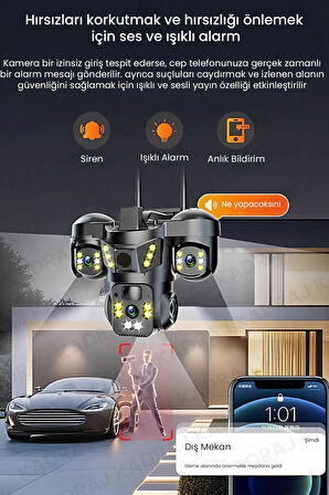 Sim Kartlı Kamera, 3 Kameralı, Solar Panelli, 20GB TURK TELEKOM Hat Dahil, İnsan Algılama, Sesli Kon