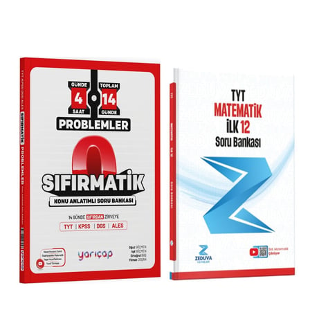 YarıÇap Yayınları TYT Problemler Sıfırmatik ve Zeduva Matematik İlk 12 Soru Bankası Seti 2 Kitap
