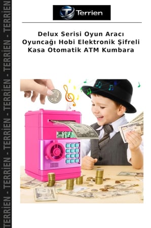 Delux Serisi Oyun Aracı Oyuncağı Hobi Elektronik Şifreli Kasa Otomatik ATM Kumbara