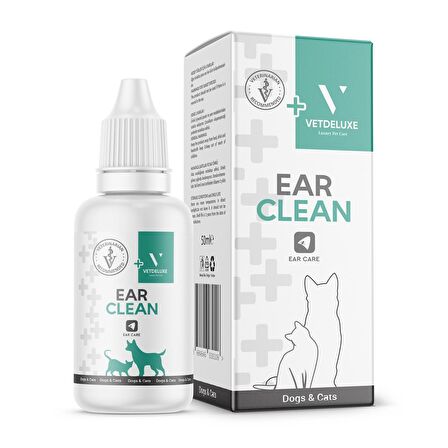 VETDELUXE Ear Clean Hijyen Losyon Kediler ve Köpekler İçin Kulak Temizleme ve Bakım Solüsyonu 50 Ml